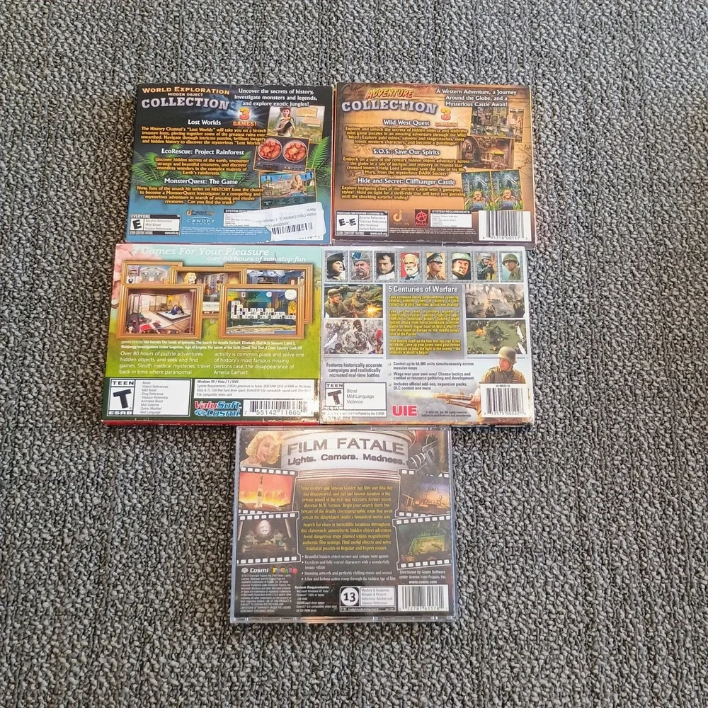 PC Game Lot Hidden Object Strategy Exploration Adventure Anthologies of War